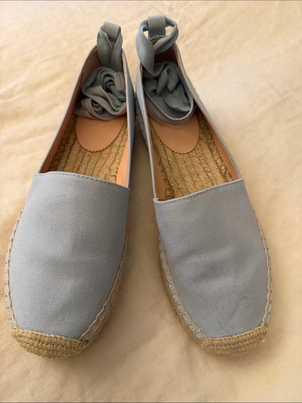 J. Crew Pale Blue Canvas Espadrilles with Jute Sole size 8